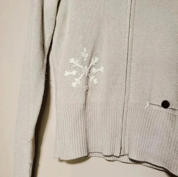 Lole Full Zip Mock Neck Sweater Women's Size Medium Long Sleeve Tan Snowflake - Picture 3 of 9